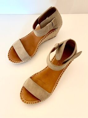 gentle souls Suede Espadrille Wedge Sandals in Taupe